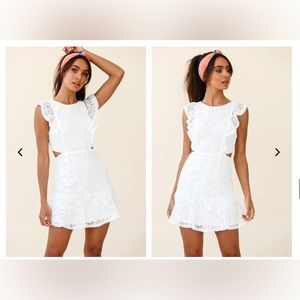 Selfie Leslie Jackie Pinafore Floral Mesh Dress White